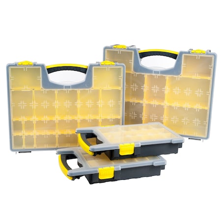 Stalwart Storage Organizer Tool Box Set - 4 Plastic Organizers with Compartments by Yellow/Black 75-MJ4645102